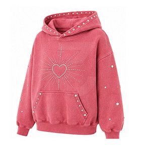 Sudaderas con Capucha de Invierno para Mujer, 100% Algodón, con Pedrería y Logotipo Frontal, Servicio OEM/ODM y Marca Privada - Product Image 4