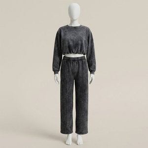 Conjunto de Sudadera con Capucha y Pantalones Jogger para Mujer, Tallas Grandes, de Algodón y Spandex, Bordado, Estilo Vintage, Ligero, con Cremallera y Botones - Product Image 4