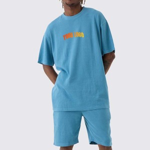 Nouvel ensemble court tricoté décontracté pour homme, imprimé, coupe régulière, respirant, en polyester/coton de haute qualité, idéal pour l'été (OEM/ODM) - Product Image 1