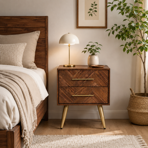 Mesa de Noche Moderna BERGEN de Madera Maciza Ecológica y Duradera con Almacenamiento para Muebles de Dormitorio - Product Image 6