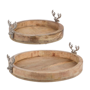 <b>Set</b> Of 2 Reindeer Face Shaped Wooden Tray For Birthday Decor For Christmas Decor For Event Decor For Home Decor For <b>Serving</b> - Product Image 1