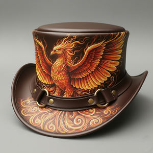 Chapeau haut de forme en cuir fait main, unisexe, pour le cosplay steampunk et les tenues fantastiques - Product Image 1