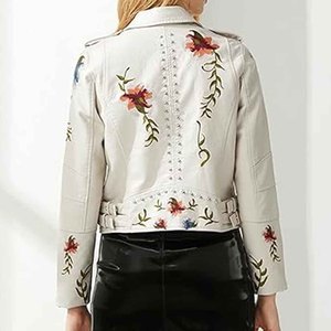 Womens Studded Leather <b>Jacket</b> <b>Punk</b> Style Black Motorcycle Biker <b>Jacket</b> PU Genuine Leather OEM Custom Wholesale - Product Image 3