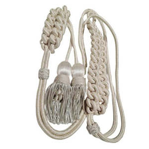 Aiguillette tactique personnalisée en fil de métal doré et argenté, avec deux pompons, pour bandoulière et cordon de collier - Product Image 3