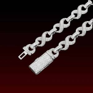 Collar de Lujo Infinity para Hombre, Chapado en Oro y Rodio sobre Plata de Ley, con Eslabones Baguette y Moissanita, Ideal para Fiestas - Product Image 3