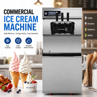 Komersial desktop vertikal lembut melayani mesin es krim 3-rasa mesin es krim yogurt