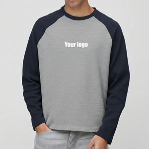 OEM/ODM Custom Made 100% Pure Cotton 180g Full Sleeve Summer Wear Ringer T-Shirt O-Neck Breathable Solid Men Hip Hop Loose Fit - Product Image 2