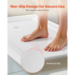 Piatto Doccia Rettangolare in Acrilico PVC Bianco 152x76 cm con Soglia Singola e Base Antiscivolo - Product Image 5
