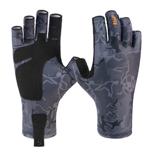 Fingerless Custom Leather UV Protection Fishing <b>Gloves</b> Reflective Printing Breathable Mesh Non-Slip Hook Loop Closure Unisex All - Product Image 3