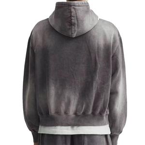 เสื้อฮู้ดดี้วินเทจคุณภาพสูง ผ้าฝ้าย 100% ซักกรด ลายปัก ซีรีส์ High Street ลายเรียบ สไตล์เสื้อสเวตเตอร์เก่า ซักแบบ Stone Washed - Product Image 3