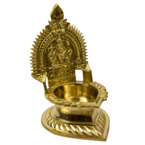Lámpara de Pooja Artesanal de Latón Karumbu Kamatchi Deepam, Diseño Tradicional de la Diosa Lakshmi - Product Image 4