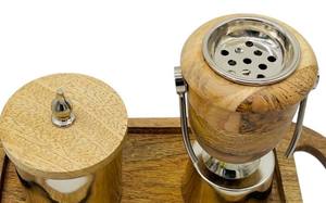 Ensemble de brûleur à bakhoor en bois de luxe, brûleur d'encens arabe avec pot de rangement, support en métal, décoration parfumée pour la maison, ensemble cadeau - Product Image 4