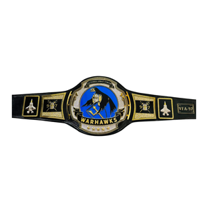 Warhawks Championship Belt VFA-97 Fighter Squadron Design with Gold, Black, and Blue Color Scheme - Product Image 1