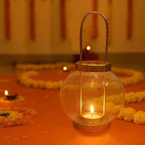 <b>Brass</b> <b>Lantern</b> With Handle Heat Resistant Metal Candle Holder For Home Decoration - Product Image 4