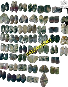 FAIJAN GEMS - Par de Gemas de Ágata Musgosa Natural, Cabujón Verde Pulido, Piedra para Joyería de Rajasthan, con Valoración de Terceros - Product Image 2