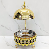 Luxuriöser Goldener Buffet-Speisenwärmer Runder Chafing Dish Edelstahl Servierpfanne für Hotel Catering Hochzeit Bankett Party Präsentation