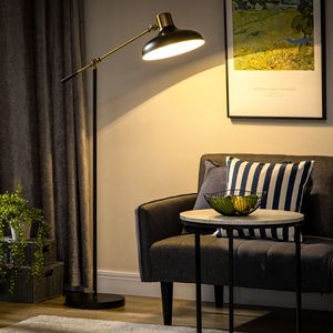 Lampada da Terra Industriale Regolabile in Altezza per Soggiorno 80x30x165 cm Nera con Braccio Bilanciato e Testa Orientabile - Product Image 2