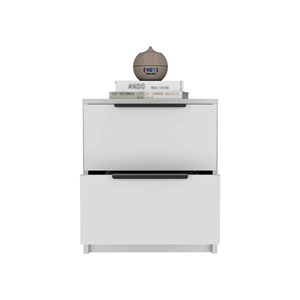 Kaia White Nightstand with Two Drawers End Table or <b>Side</b> Table Metal Handle - Product Image 5