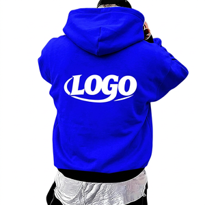 Sweat-shirt à capuche oversize noir pour homme avec logo blanc imprimé au dos, en coton tricoté décontracté, idéal pour l'automne - Product Image 4