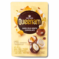 Meilleure Vente Dragées au Chocolat Aromatisées en Gros OEM/ODM HALAL Mélange de Noix d'Amande, de Cajou et de Macadamia enrobées de Chocolat 75G Snacks