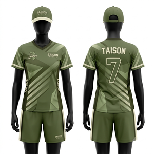 Ensemble d'uniformes de football en polyester interlock 180 GSM de qualité supérieure, vert olive, imprimé par sublimation, avec logo personnalisé pour équipe - Product Image 1