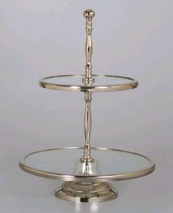 Top Surface Round Gold Metal Cake <b>Stand</b> with Classic Pedestal Design and <b>Mirror</b> - Product Image 4