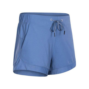 Shorts de sport taille haute pour femmes, couleur unie, tissu tricoté à séchage rapide avec poches, coupe régulière - Product Image 6