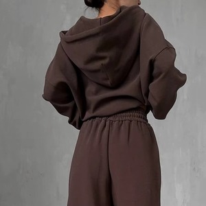 Ensemble de survêtement décontracté ample en molleton 100 % coton 240 g/m² pour homme, grande taille, avec sweat à capuche et pantalon de jogging - Product Image 3