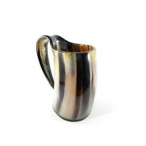 Chope à bière artisanale en corne de buffle, design vintage en forme de cloche, finition naturelle, vente en gros - Product Image 3