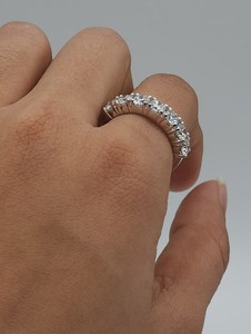 1.75 Carat 7 Stone Lab Grown <b>Diamond</b> Gold Band <b>Ring</b> for Women | Trendy Cut Wedding Anniversary Luxury Stackable <b>Diamond</b> Band - Product Image 4