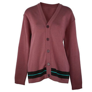 Cardigan pour homme violet à col en V, épais, anti-plis, 260g, en nylon/acrylique, avec boutons sur le devant, modèle OEM de créateur pour l'hiver - Product Image 2