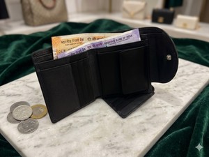 WRIZA Genuine Leather <b>Wallet</b> for Women | Textured Black Compact Party Purse RFID Blocking Multiple Card Slots Coin Pocket - Product Image 4
