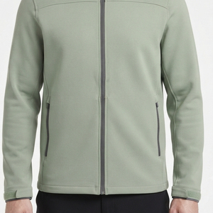 Veste softshell homme sur mesure vert sauge, fermeture éclair intégrale, col montant, poignets ajustables, poches latérales zippées, vêtements d'extérieur, vente en gros - Product Image 5