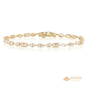 Pulsera de tenis Maed Jewels chapada en oro de 18 quilates con moissanita de formas múltiples, corte brillante redondo, joyería de lujo para mujer, regalo. - Product Image 1