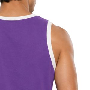 Camiseta sin mangas morada y blanca con diseño minimalista de estampado floral, chaleco de algodón personalizado para hombre, cuello redondo, ropa informal de verano para la calle - Product Image 6