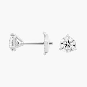 Boucles d'oreilles en or jaune 14 carats avec diamants de laboratoire taille ronde - Product Image 2
