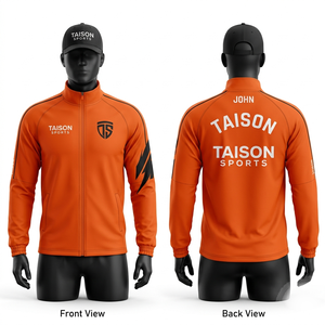 Premium 280 GSM Polyester Interlock Soccer Training Jacket Beige Grey Panel Custom Embroidery Print - Product Image 2