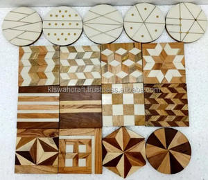 Ensemble de sous-verres en résine époxy faits à la main classiques tapis et tampons en bois colorés pour décor de café de bureau et de bar de restaurant d'hôtel - Product Image 2