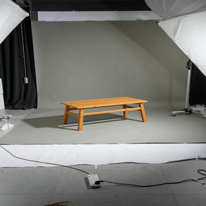 Solid Cedar Wood 42\" Outdoor Coffee Table Farmhouse Side Table Slatted Tabletop for Patio Garden Durable Outdoor Accent Table - Product Image 2