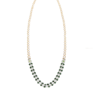 Ensemble de collier long plaqué or avec pierres autrichiennes et perles DMT24 GREEN, collection de bijoux tendance - Product Image 2