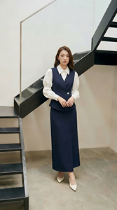 Conjunto de Vestido Elegante de Oficina para Mujer, de Alta Calidad, Ecológico, 100% Algodón, Manga Larga, Midi, Fabricado en Vietnam - Product Image 5