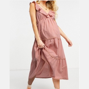 Vestido Casual de Maternidad para Mujer, Talla Grande, Ropa de Embarazo, Lactancia, Chifón Bordado, Diseño con Logotipo Personalizado - Product Image 2