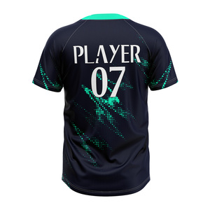 Men's Custom 2 <b>Button</b> Baseball Jersey <b>Half</b> Sleeve Sublimated Team Uniform <b>Shirt</b> Wholesale Sportswear OEM Factory - Product Image 6