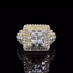 Bague Hip Hop plaquée or en argent 925 avec moissanite, sertie de pierres, clarté VVS-VS, certifiée GRA, pour homme, tendance, en promotion, export - Product Image 2