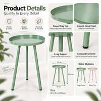Table d'appoint ronde en métal à trois pieds avec plateau, démontable, style moderne, pour la vente en gros