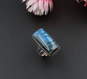 Anillo de Labradorita Azul Natural con Diseño Vintage, Certificado IGI, Chapado en Plata, Joyería de Piedras Preciosas para Mujer, Hecho a Mano, Regalo para Mamá, Fiesta - Product Image 4