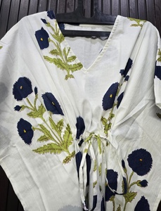 Robe en coton à imprimé floral pour femmes, col en v, manches courtes, longueur complète, vêtements de nuit décontractés, robe d'été - Product Image 4