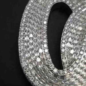 Pendentif Lettre Iced Out en Argent Sterling 925 avec Moissanite Taille Baguette, Sertissage Canal, Luxe Unisexe, Breloque Hip Hop - Product Image 2