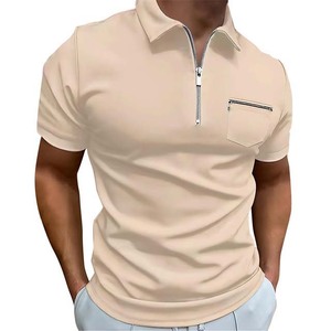 เสื้อโปโลแขนสั้นผู้ชาย คอซิป มีกระเป๋าหน้าอก สไตล์ลำลองแบบถัก - Product Image 4