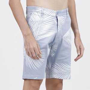 Shorts de Playa para Hombre, Color Azul Claro, Estampado de Hojas de Palma, Cintura Media, Cierre de Botones, Casuales, 100% Transpirables - Product Image 3